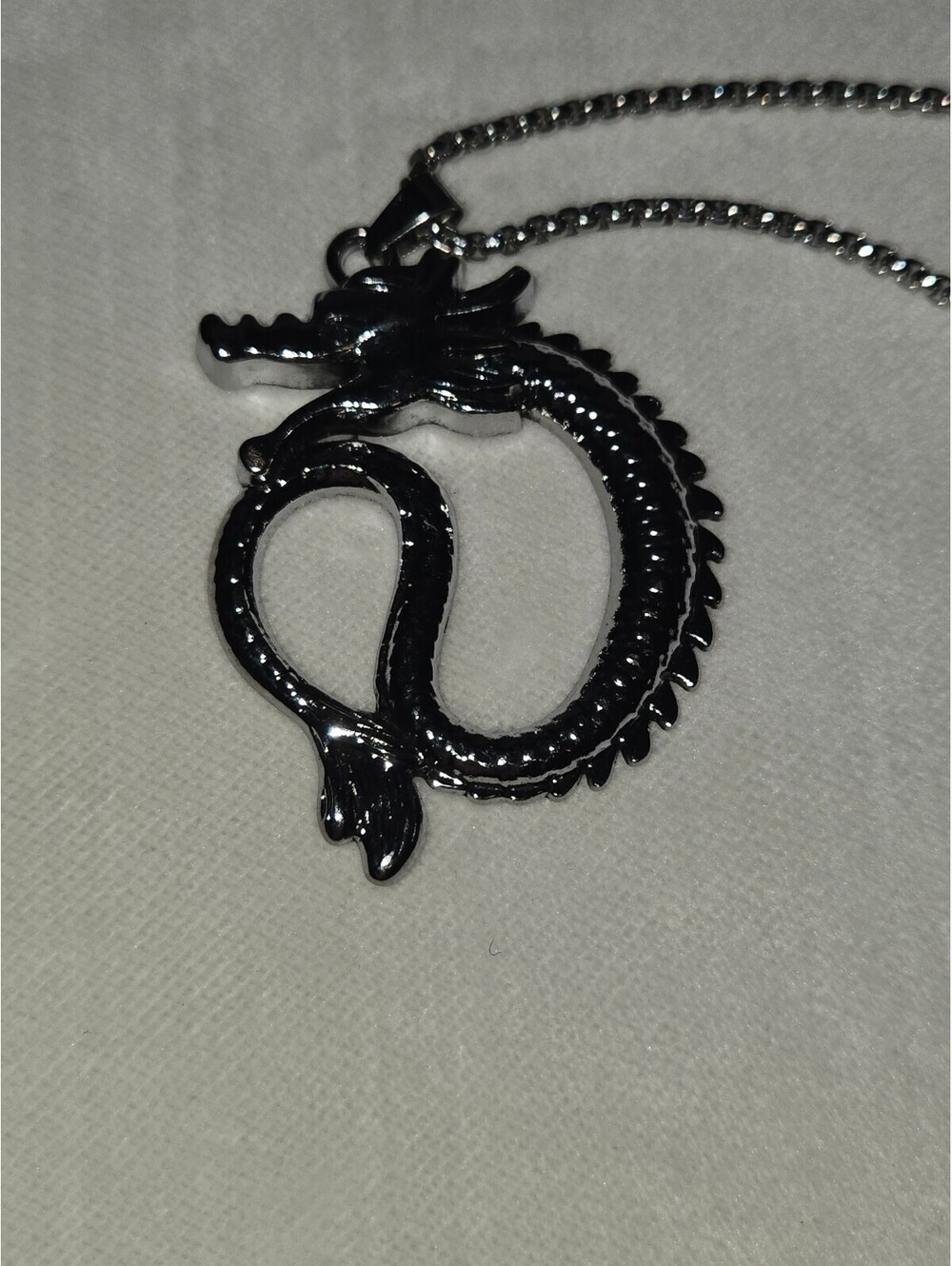 Silver Dragon Pendant Necklace with Hypoallergenic Stainless Steel Chain